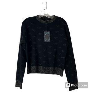 RE/DONE WW84 Black‎ Sweater Sz XS NWT Wool WonderWoman Metallic Gold Designs